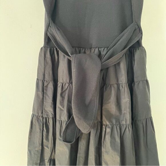 Jason Wu NWT Black V-Neck Bodice Tiered Prairie Midi Dress - Picture 11 of 16